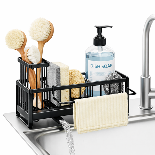 Aflrycosh® Kitchen Sink Organizer with Drainage Outlet and Brush Holder
