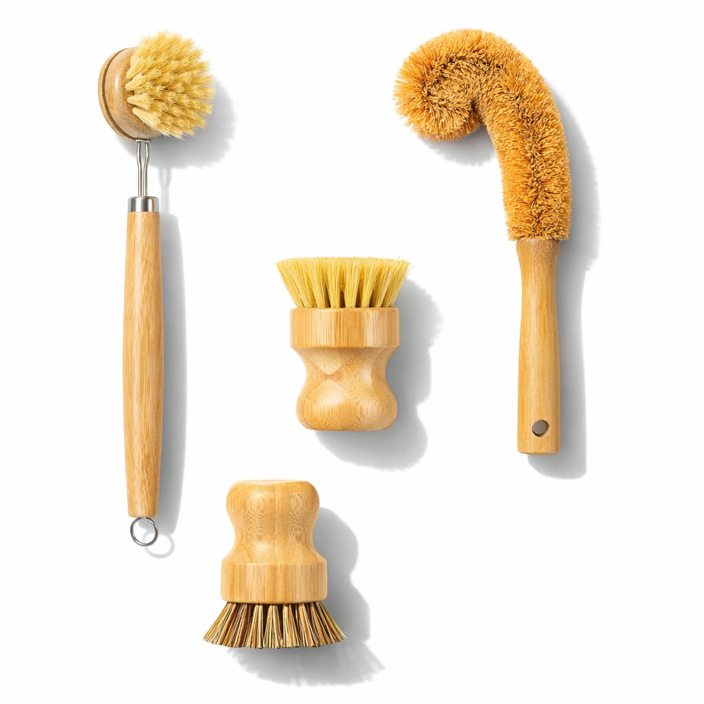 Aflrycosh® 4-Piece Bamboo Cleaning Brush Set