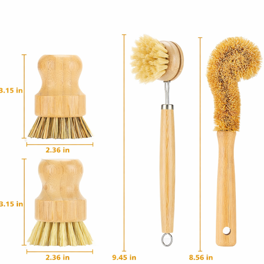 Aflrycosh® 4-Piece Bamboo Cleaning Brush Set