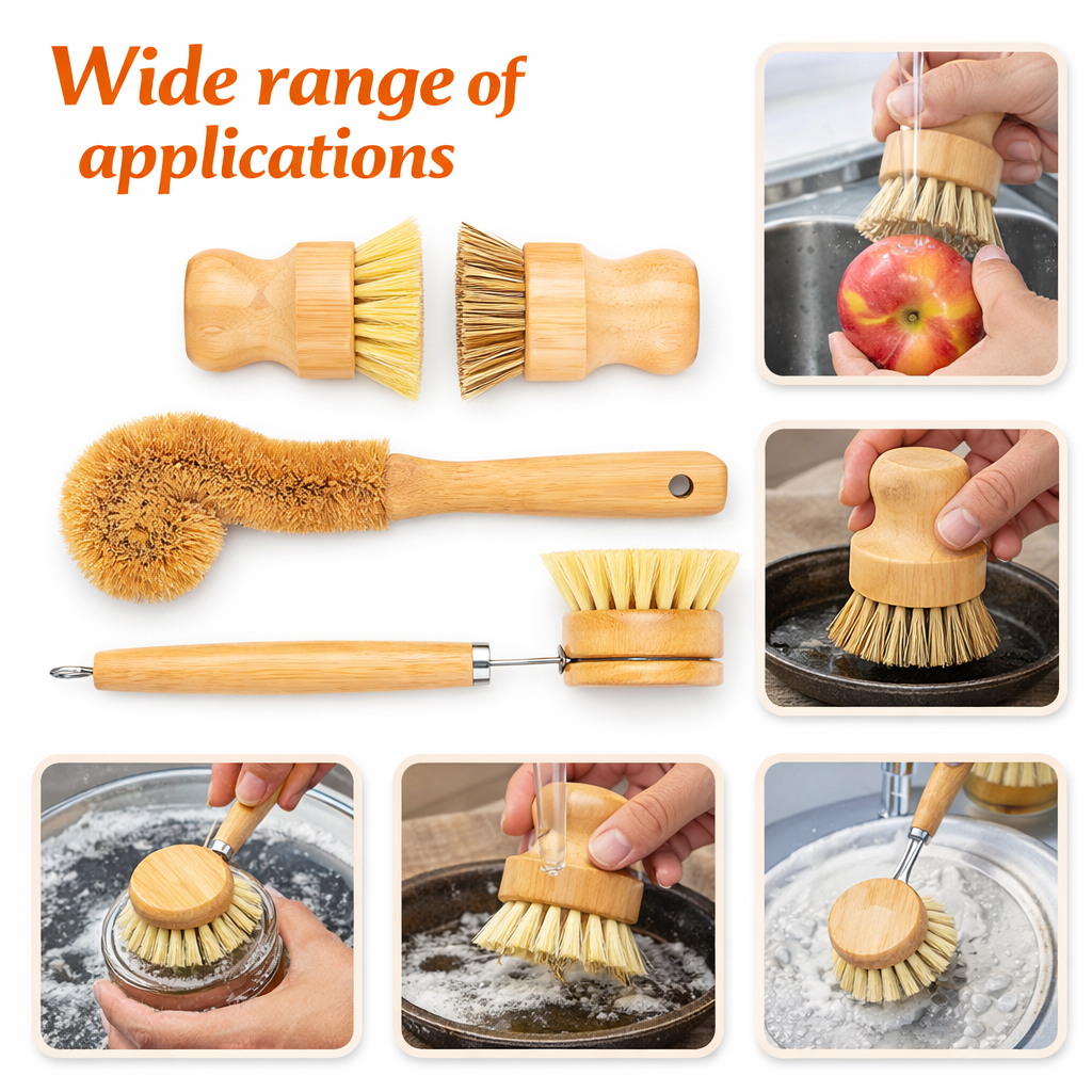 Aflrycosh® 4-Piece Bamboo Cleaning Brush Set